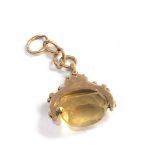 9ct gold antique citrine spinner fob weight 9.5g