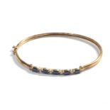 Vintage 9ct gold sapphire & diamond bangle bracelet weight 4.6g