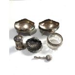 Selection of silver items salt peppers etc