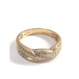 9ct gold diamond twist design ring weight 4g