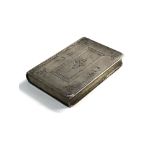 Antique silver book snuff box not hallmarked but xrt as silver measures approx 7.4cm by 5cm