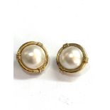 Vintage 9ct gold pearl earring pearl measures approx 14mm dia clip on earrings weight 9.5g