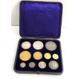 Queen Victoria Gold Set includes gold £5 £2 sovereign and half sovereign and silver crown to