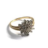 9ct Gold & diamond cluster ring, stone missing weight 3.3g