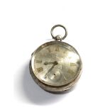 Large Silver dial open face pocket watch in working order but no warranty given missing second hands