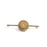 Antique 9ct gold ornate seed pearl set bar brooch weight 3.8g