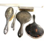 selection of silver items includes dressing table mirrors brushes etc