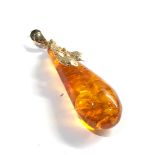 14ct gold amber pendant weight 5.4