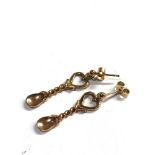 9ct gold welsh spoon design earrings weightb 2.5g