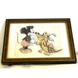 Framed Disney Mickey and Pluto sketch, approximate measurement: Height 13cms, width 18cms,