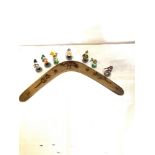 Carved wooden boomerang and German wooden band figures etc