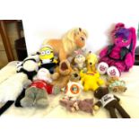 Selection soft toys to include Disney, Build a bear etc