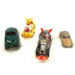 Selection of vintage Corgi toy die cast cars to include Chitty Chitty Bang Bang with figures, Yellow