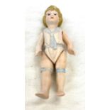 Vintage porcelain jointed china doll, approximate height: 17cm