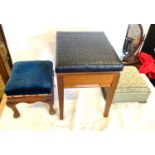 2 Vintage wooden stools and a sewing stool