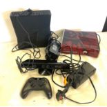 2 XBox 360 consoles, xbox kinect sensor 1 remote and leads, all untested, one xbox 360 is gears of