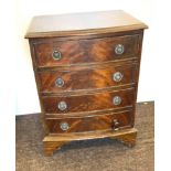 4 Drawer bow fronted miniature mahogany chest, Height 24 inches, Width 18 inches, Depth 14 inches