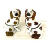 Pair of vintage Staffordshire dogs, approx 9" tall