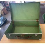 Vintage green travel suitcase
