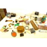 Selection of miscellaneous items to include Russian dolls, vintage tin opener etc