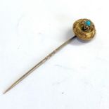 Antique victorian 18ct gold & turquoise stick pin head xrt tested as 18ct gold pin 9ct gold weight