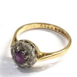 18ct gold diamond & amethyst ring weight 3g