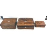 2 Antique Rosewood and pearl inlaid boxes, inlaid trinket box