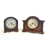 2, Oak cased 2 keyhole mantle clocks, untested, Smiths and one other