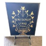 Fire screen "welcome home" in latin measures approx 28" tall 18.5" wide