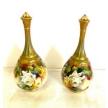 Pair of signed R Austin Royal Worcester vases measures 9.5" tall,