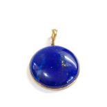 9ct gold framed lapis pendant measures aprox4.2cm drop by 3cm wide weight 11g