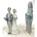 Lladro porcelain girl with flowers / lady with calla lillies flowers , Lladro Bride and Groom '