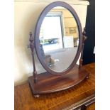 Small ornate dressing table mirror, approximate height 17 inches, Width 14 inches, Depth of base 7