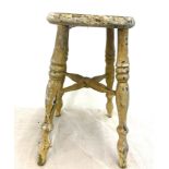 Vintage painted elm kitchen stool, overall height: 21 inches