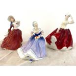 Selection 3 vintage Royal Doulton Ladies to include Mary HN3375, Amy HN3316, Lesley HN2410, Autumn