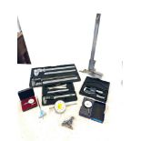 Selection of cased micrometers, instruments etc