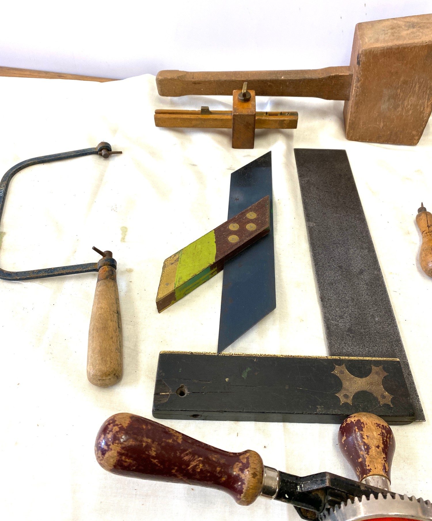 Selection of vintage wood workers tools, includes had drill etc - Image 2 of 4