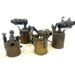 Selection of antique 4 brass blow torches