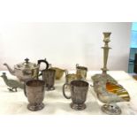 Selection of silver plated ware to include jugs, teapot, gravy boat etc