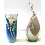 Franz FZ00509 butterfly vase, Franz FZ0003D vase, both in good overall condition