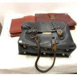 4 Vintage leather brief cases etc