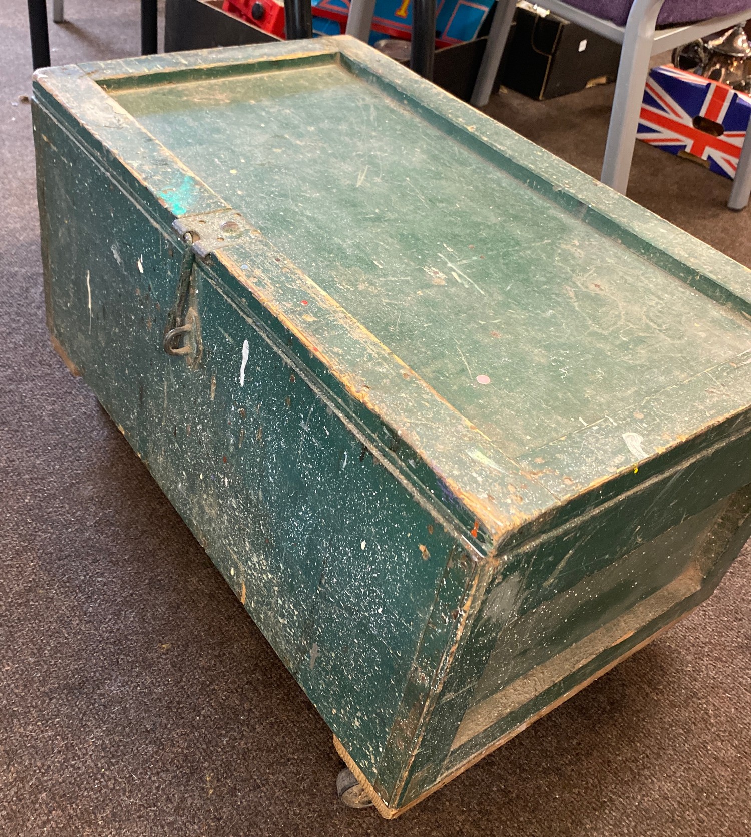 Vintage wooden tool chest with tools