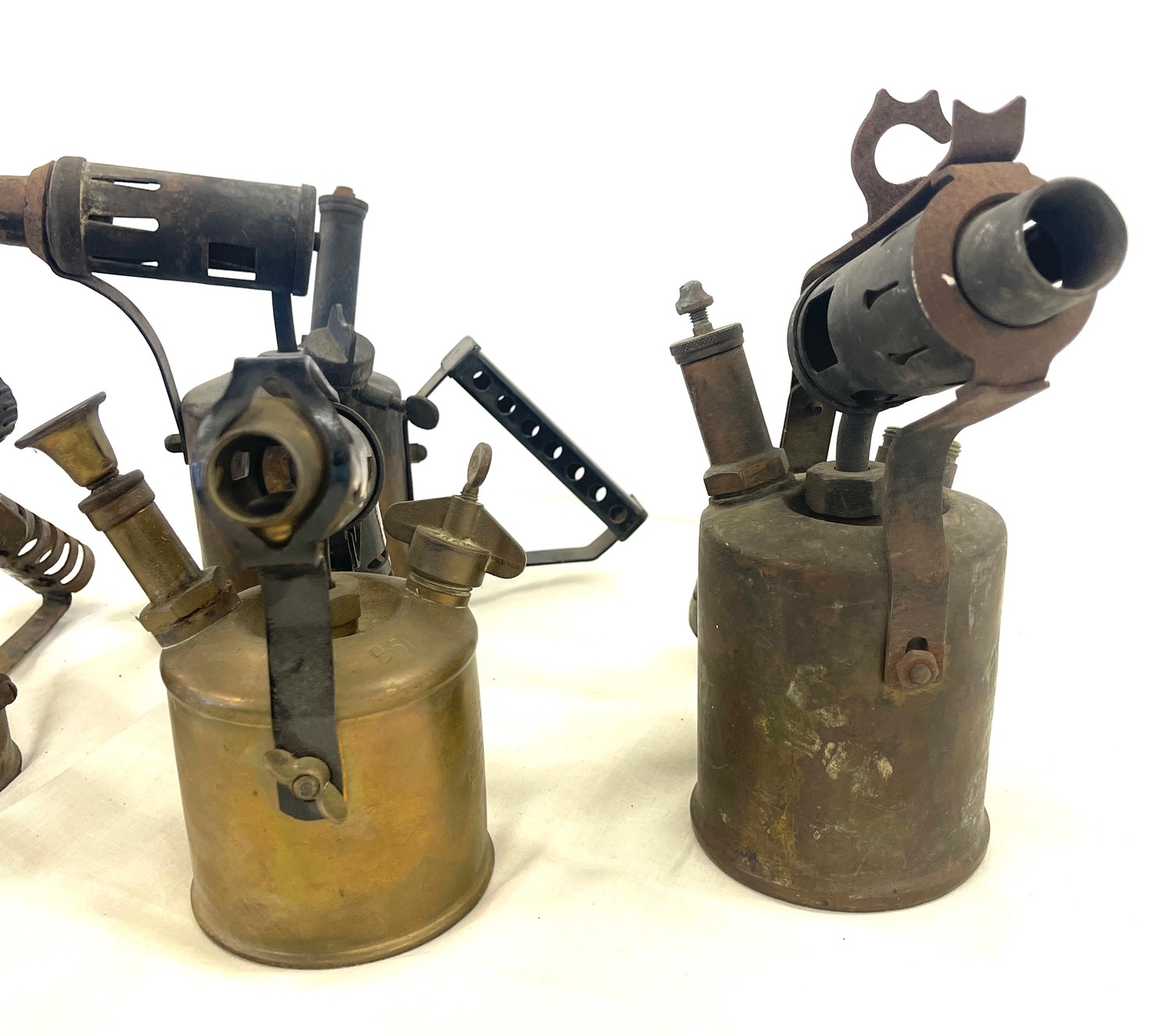 Selection of antique 4 brass blow torches - Image 2 of 3