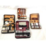 4 Vintage vanity travel sets all in leather cases