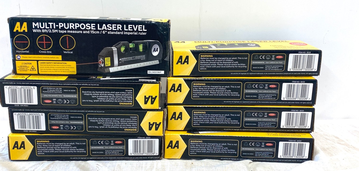 8 Brand new in box AA Multi Purpose laser levels