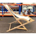 Vintage folding beach lounger \ deck chair