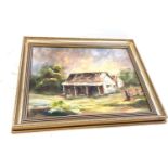 Signed oil painting, country scene, approximate overall measurements: Height 16 inches, Width 20