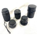 Selection 4 Ricoh camera lens / lenses to include Koboron wide angle 1..2.8 F=28mm, Rikenon 1.2