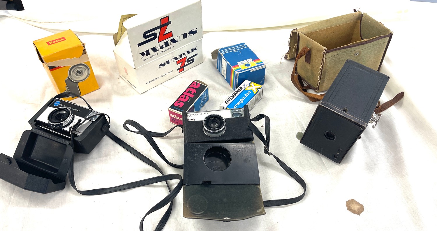 Selection of camera and camera accessories, Kodak Instamatic, instamatic 233 etc