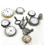 Selection of antique pocket and wristwatches, includes some silver and trench style